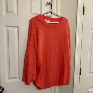 Zenana Outfitters Vibrant Coral Crew Neck Sweater